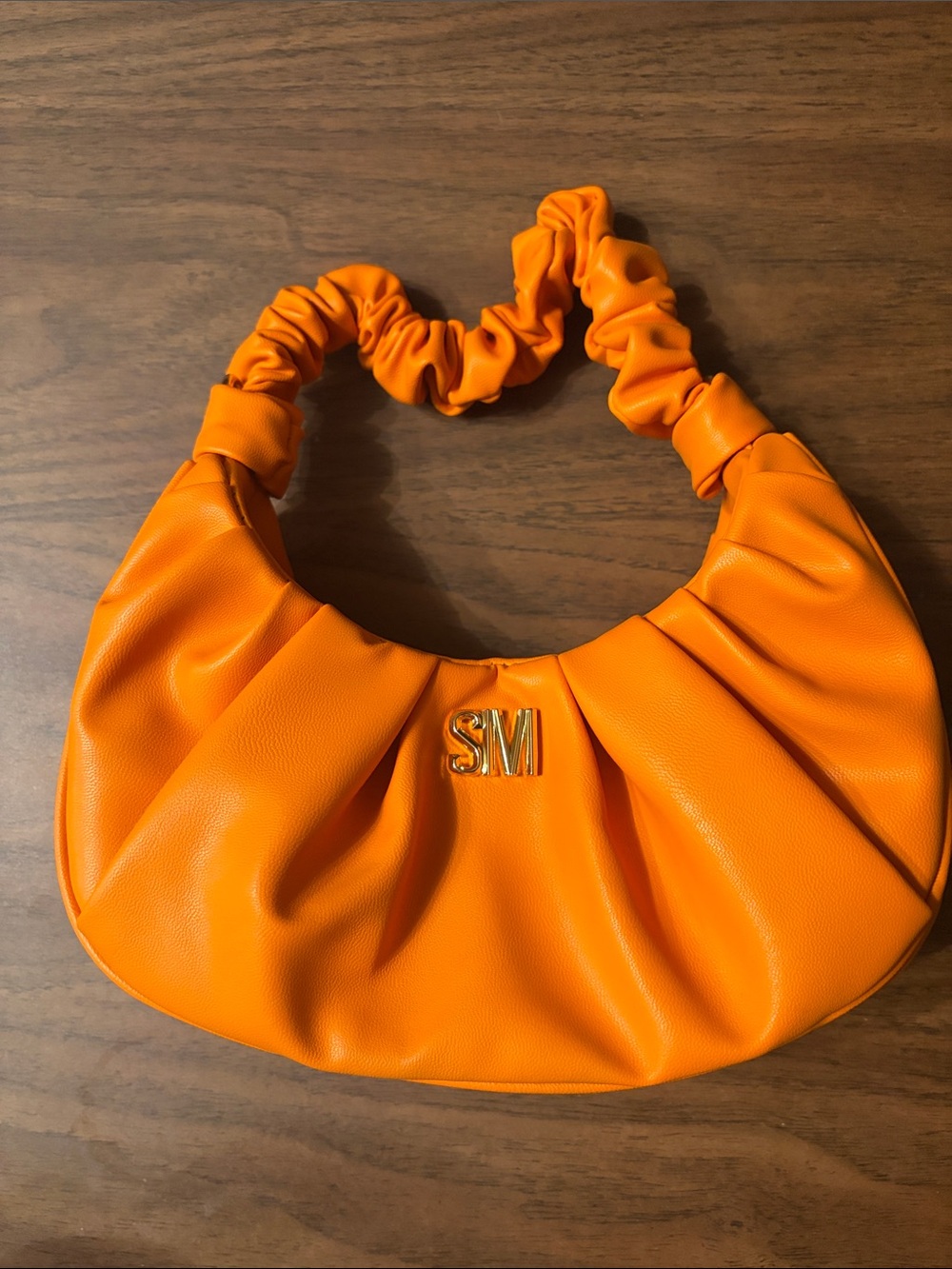 Orange Women's Hobo Bag with Scrunch Handle